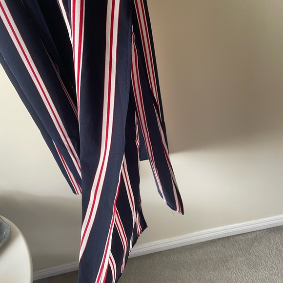 Navy/White/Red Striped Robe/Overcoat Jacket Size M - Picture 2 of 4